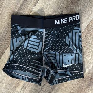 Nike Pro Black and Gray Geometric Shorts